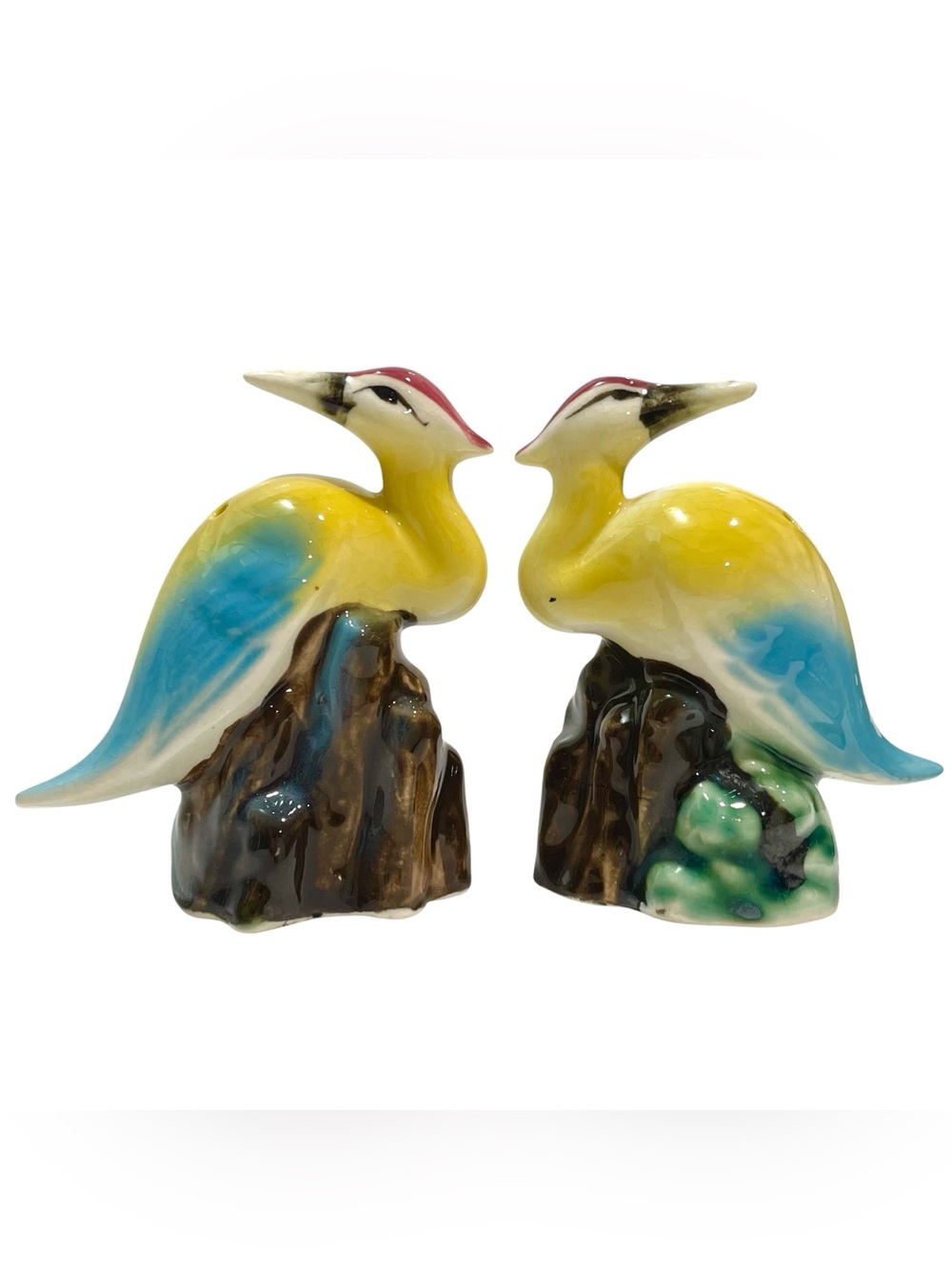 Vintage 1950s Colorful Tropical Bird Salt and Pepper Shakers - Made in Japan